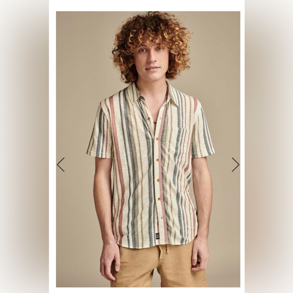 Lucky Brand Linen Short Sleeve Button Down Shirt